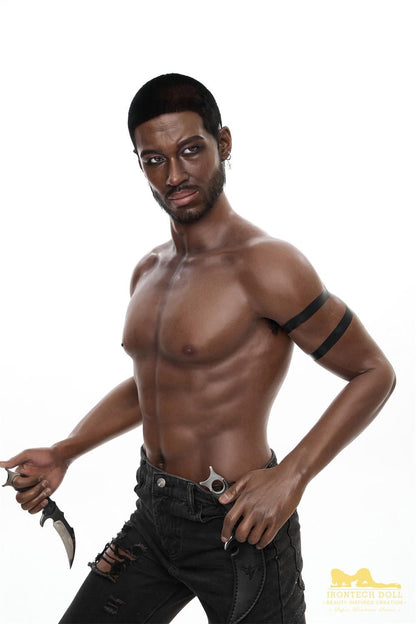 IronTech 176cm (5ft7') Muscular Ebony Fantasy Silicone Male Sex Doll - Bill