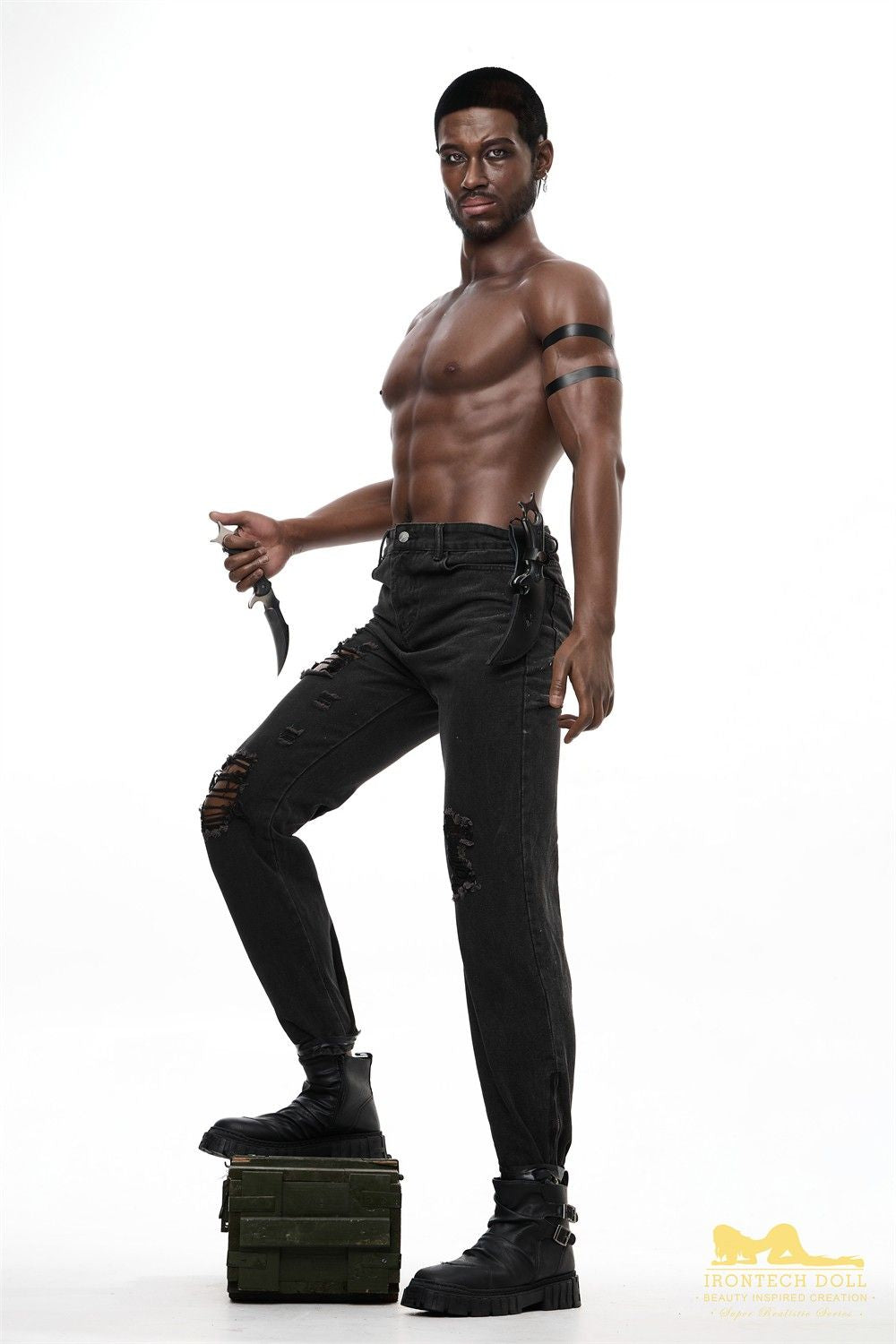 IronTech 176cm (5ft7') Muscular Ebony Fantasy Silicone Male Sex Doll - Bill