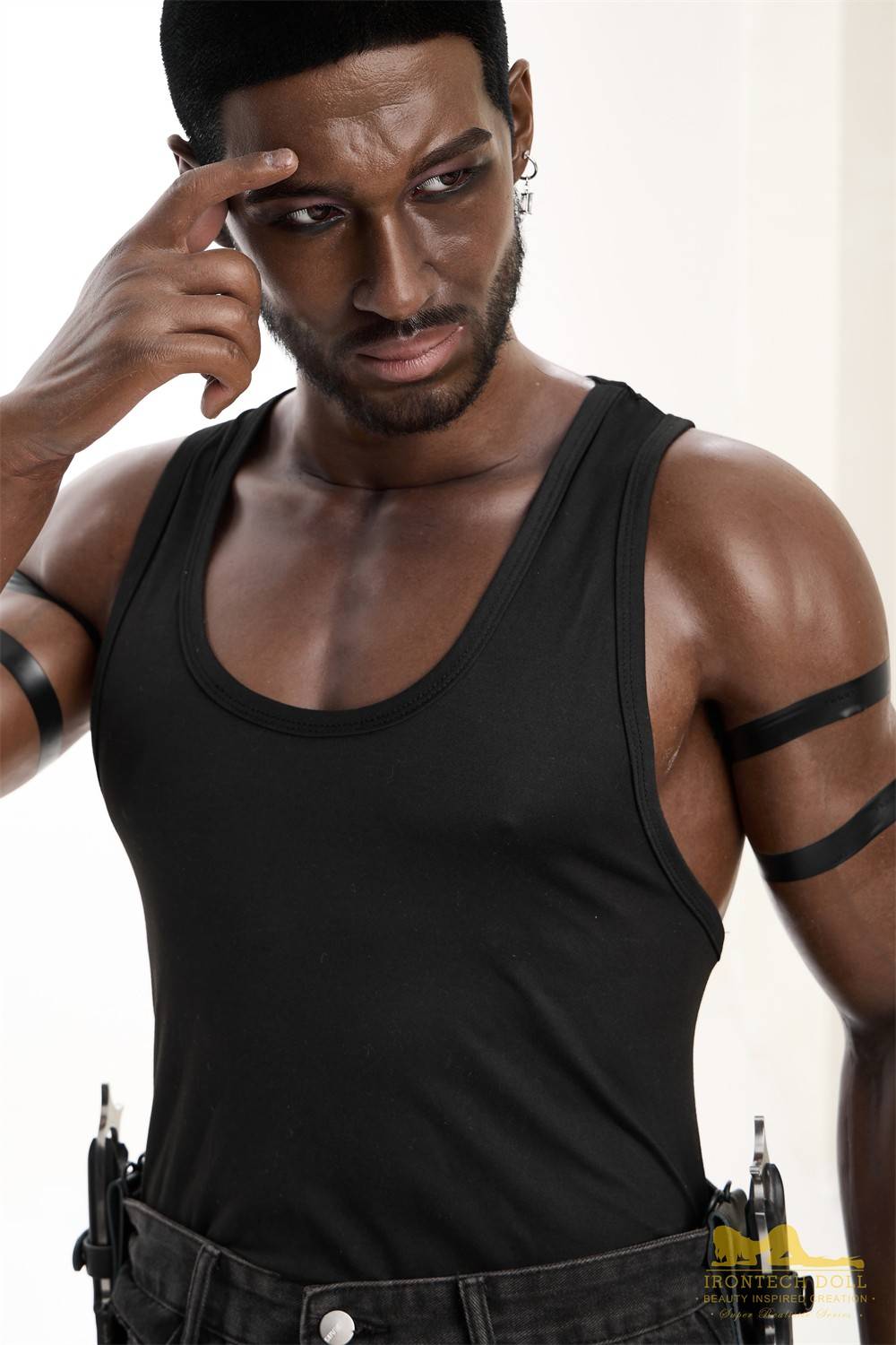 IronTech 176cm (5ft7') Muscular Ebony Fantasy Silicone Male Sex Doll - Bill