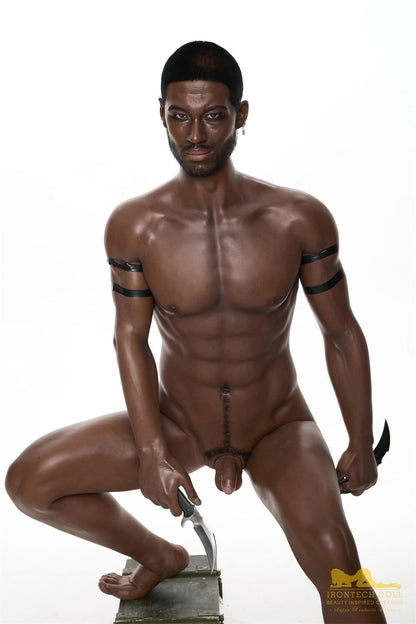 IronTech 176cm (5ft7') Muscular Ebony Fantasy Silicone Male Sex Doll - Bill
