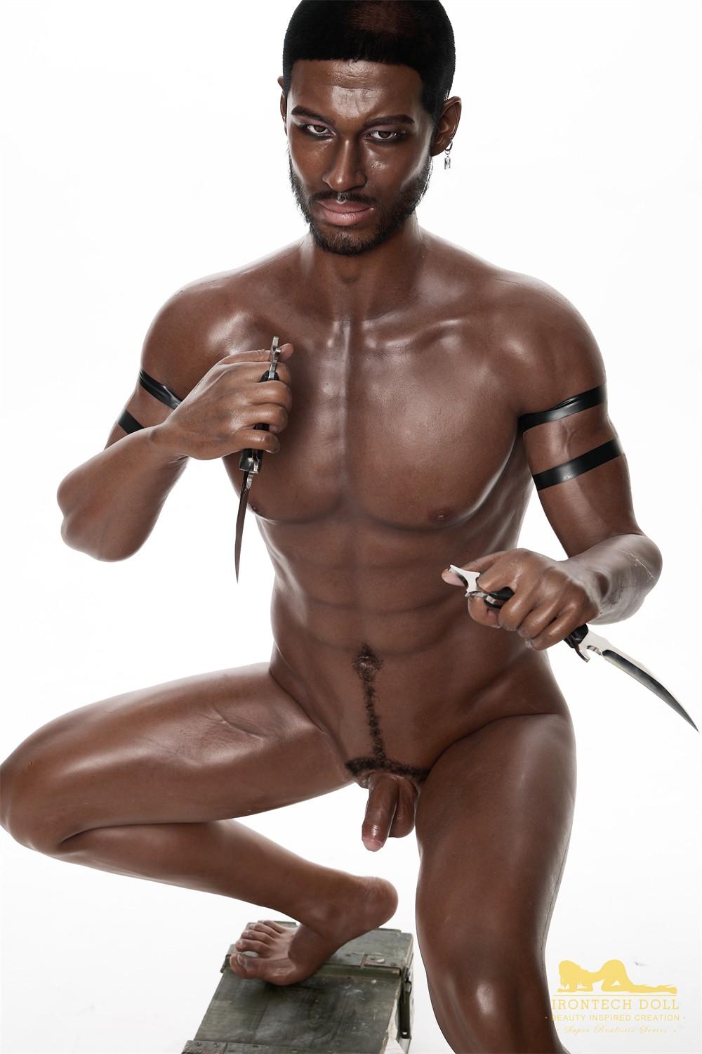 IronTech 176cm (5ft7') Muscular Ebony Fantasy Silicone Male Sex Doll - Bill