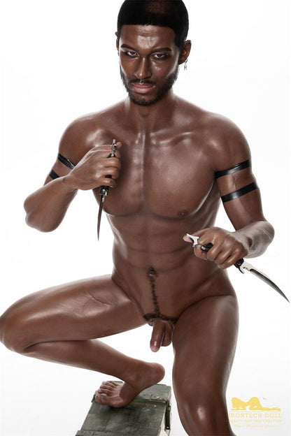 IronTech 176cm (5ft7') Muscular Ebony Fantasy Silicone Male Sex Doll - Bill