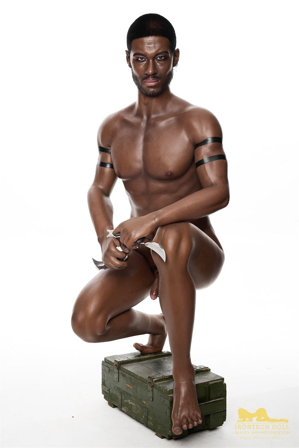 IronTech 176cm (5ft7') Muscular Ebony Fantasy Silicone Male Sex Doll - Bill