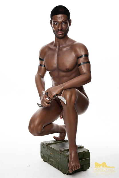 IronTech 176cm (5ft7') Muscular Ebony Fantasy Silicone Male Sex Doll - Bill