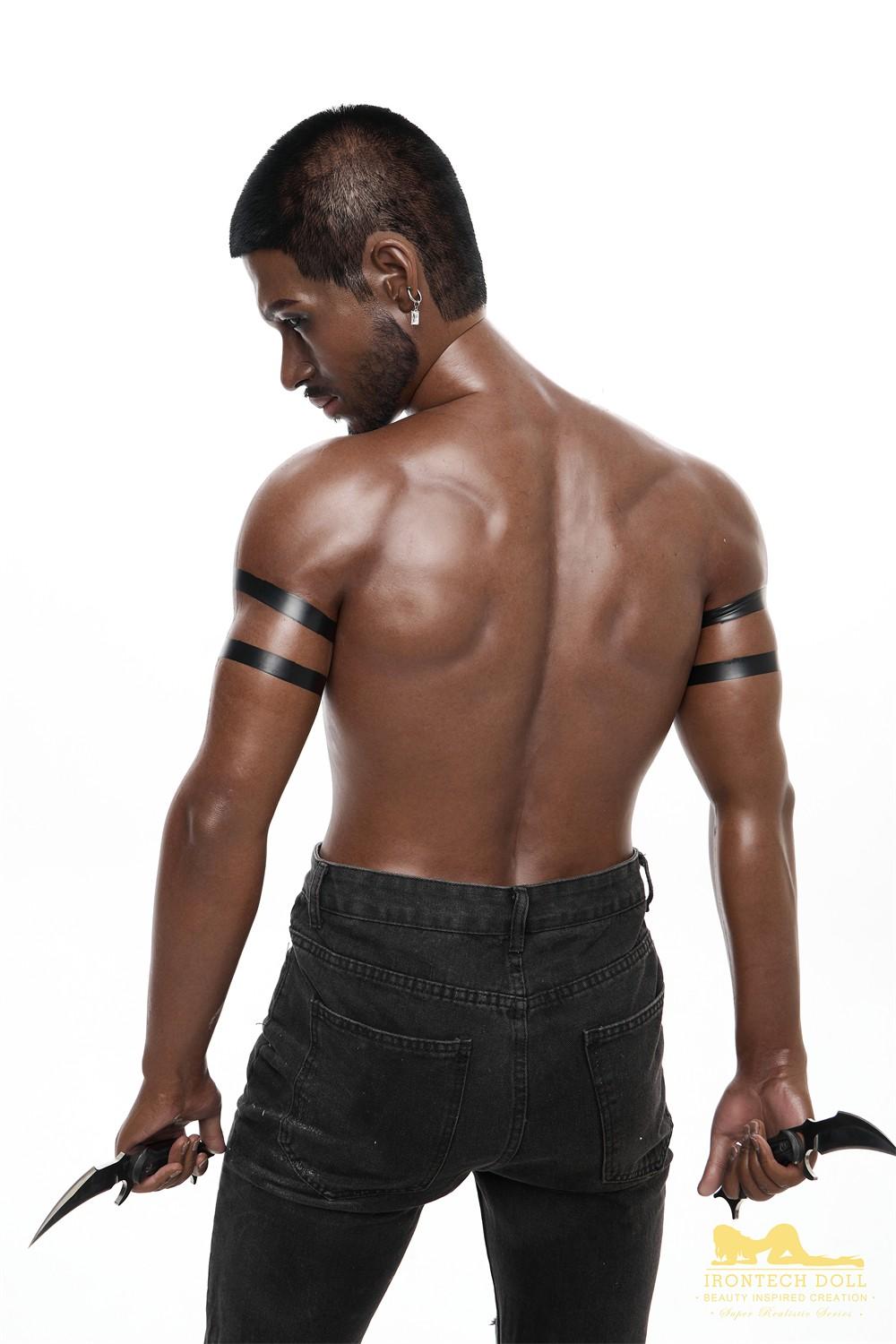 IronTech 176cm (5ft7') Muscular Ebony Fantasy Silicone Male Sex Doll - Bill