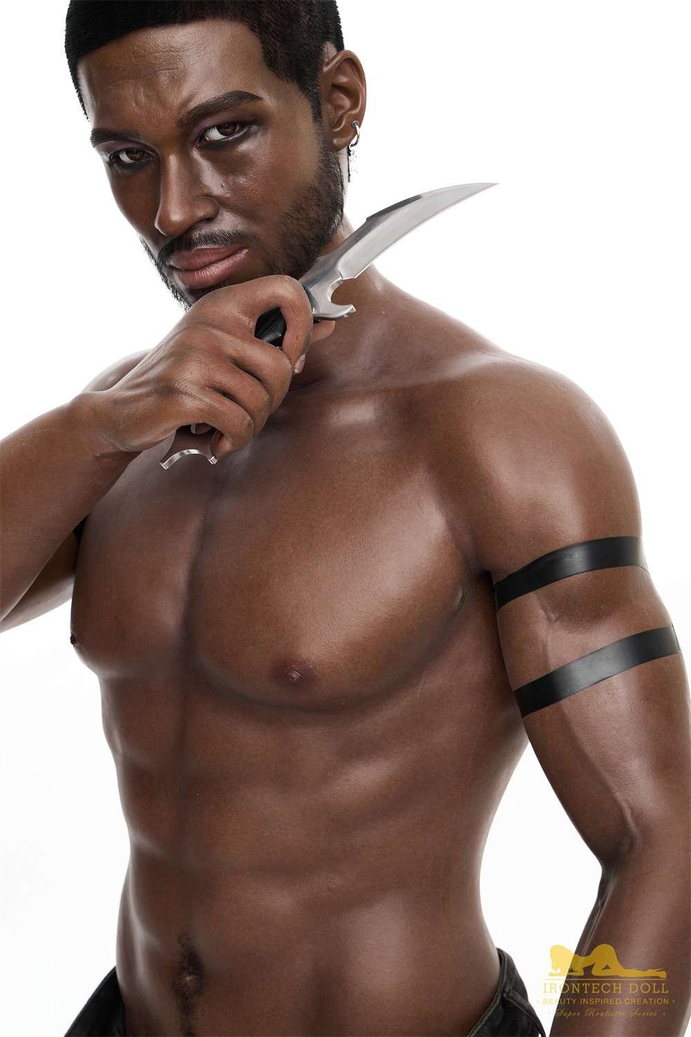 IronTech 176cm (5ft7') Muscular Ebony Fantasy Silicone Male Sex Doll - Bill