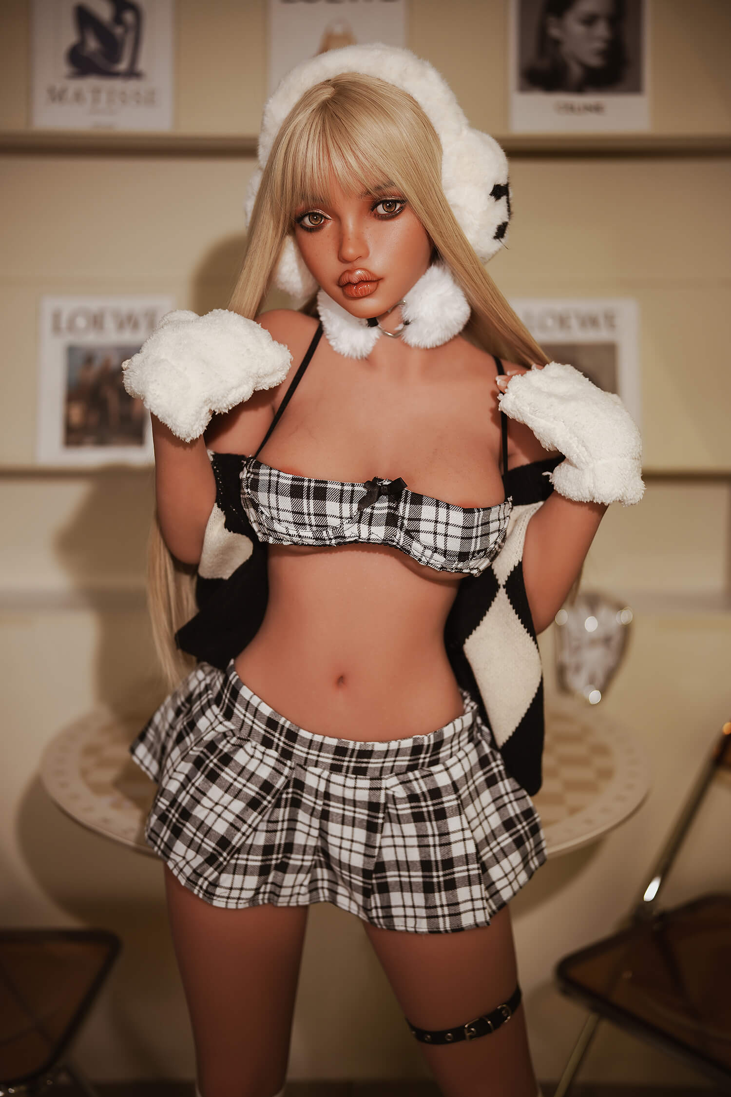 Rosretty 152cm (4ft9") Blonde with Sexy Lips Hybrid Sex Doll - C-Cup - Ninie