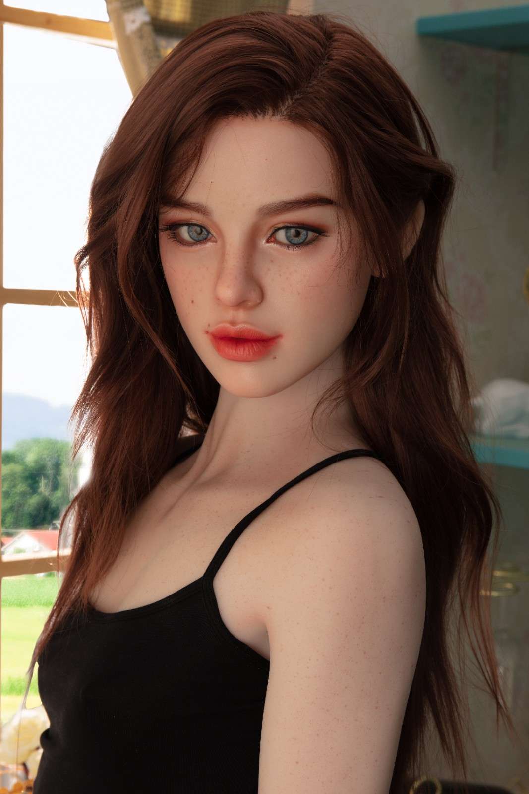 Starpery 171cm (5ft7') Fiery Red Head Big Lips Sexydoll - A-Cup - Heidi