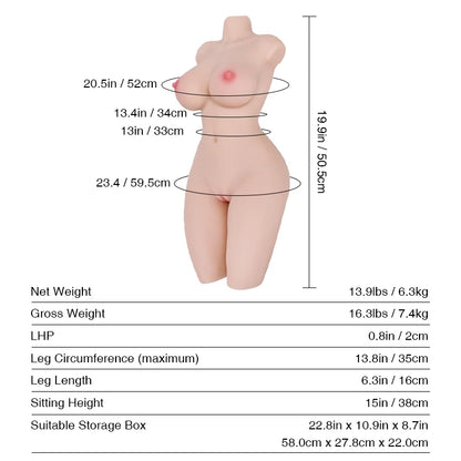 50.5cm (1ft8") MILF Beginner Masturbator Body Sex Doll Torso - Miki